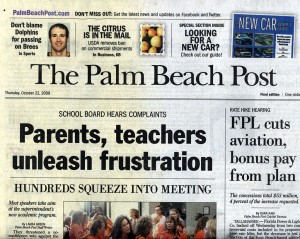 Palm Beach Post drop Home Page of Paradise motto from A1